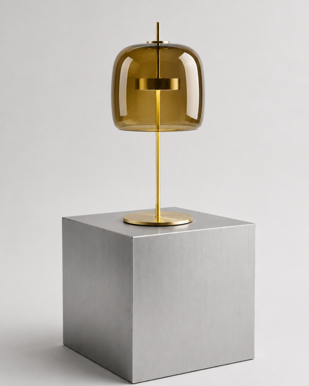Lampe de table verre et laiton : Globe traversé